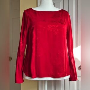 NWT Karen Kane Red Bell Sleeve Long Sleeve Blouse (L)